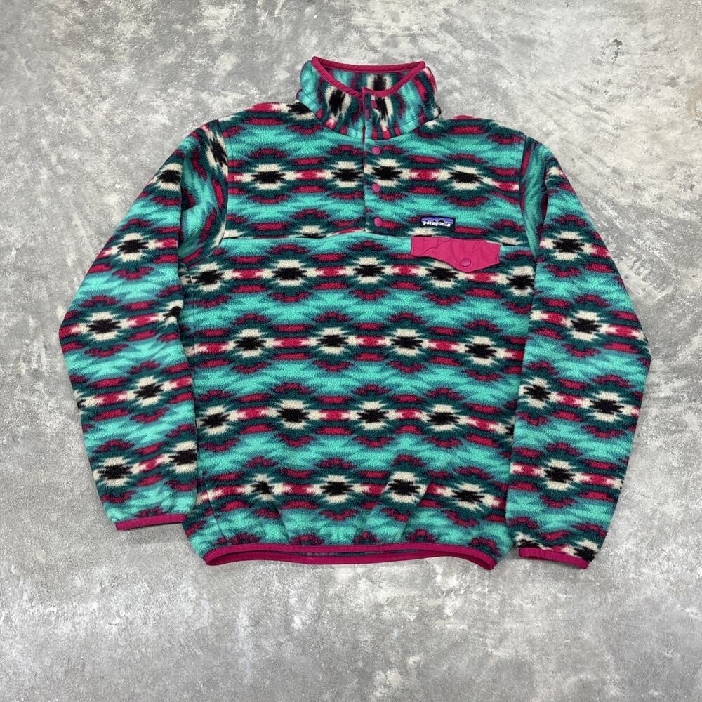 Patagonia Sweater Womens Small Synchilla Beryl Green And Wild Desert Outdoors